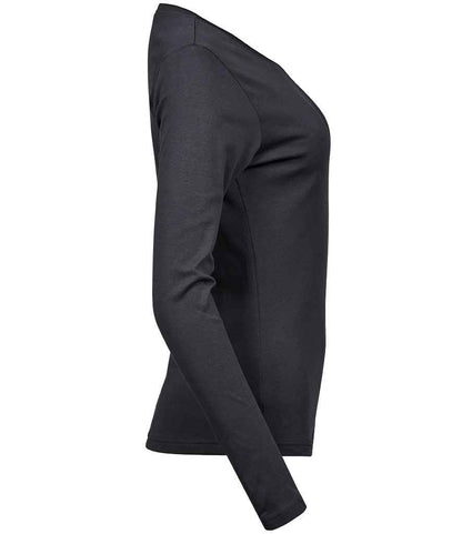 Tee Jays Ladies Long Sleeve Interlock T - Shirt | Dark Grey - Eg Clothing UK