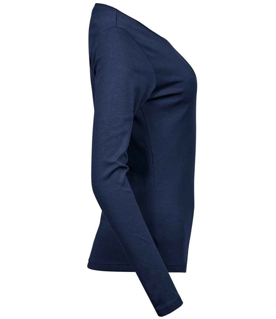 Tee Jays Ladies Long Sleeve Interlock T - Shirt | Navy - Eg Clothing UK