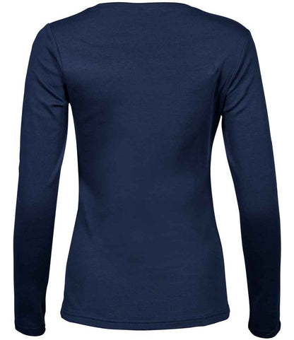 Tee Jays Ladies Long Sleeve Interlock T - Shirt | Navy - Eg Clothing UK