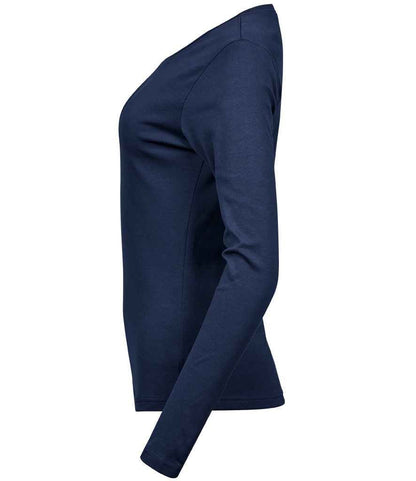 Tee Jays Ladies Long Sleeve Interlock T - Shirt | Navy - Eg Clothing UK