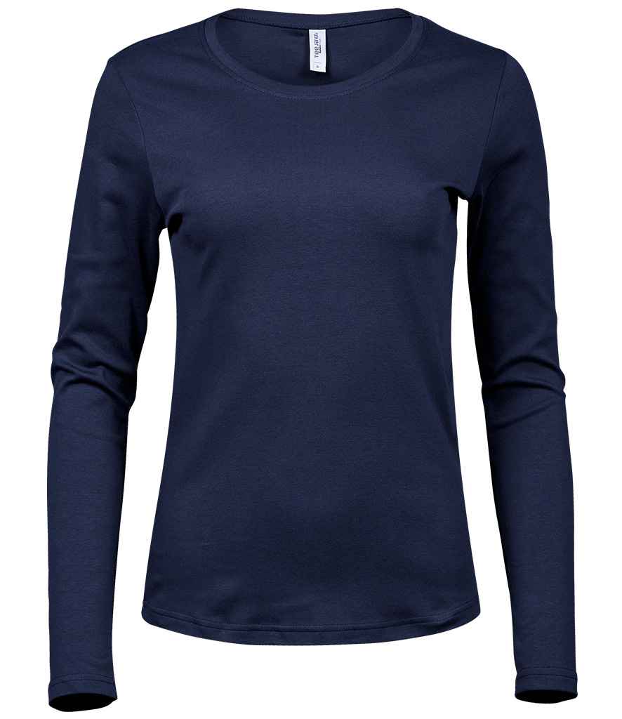 Tee Jays Ladies Long Sleeve Interlock T - Shirt | Navy - Eg Clothing UK