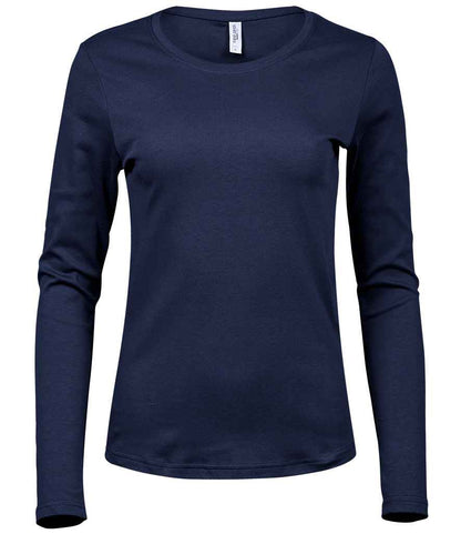 Tee Jays Ladies Long Sleeve Interlock T - Shirt | Navy - Eg Clothing UK