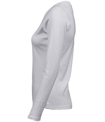 Tee Jays Ladies Long Sleeve Interlock T - Shirt | White - Eg Clothing UK