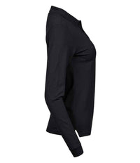 Tee Jays Ladies Luxury Stretch Long Sleeve Polo Shirt | Black - Eg Clothing UK