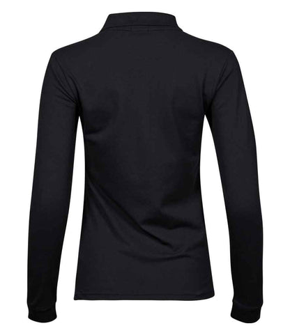Tee Jays Ladies Luxury Stretch Long Sleeve Polo Shirt | Black - Eg Clothing UK
