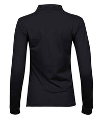 Tee Jays Ladies Luxury Stretch Long Sleeve Polo Shirt | Black - Eg Clothing UK