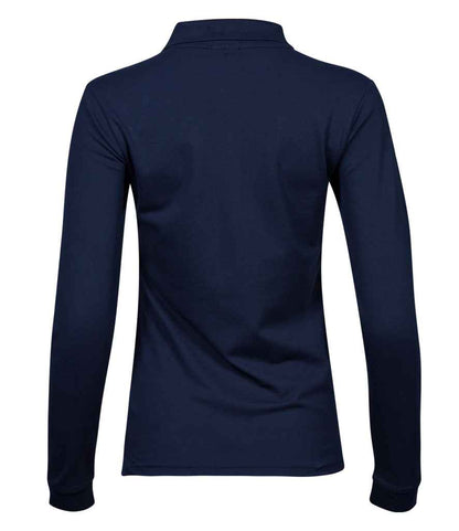 Tee Jays Ladies Luxury Stretch Long Sleeve Polo Shirt | Navy - Eg Clothing UK