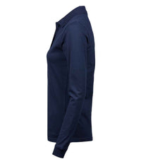 Tee Jays Ladies Luxury Stretch Long Sleeve Polo Shirt | Navy - Eg Clothing UK