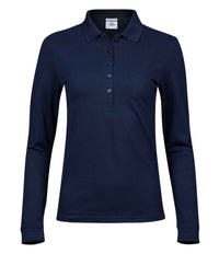 Tee Jays Ladies Luxury Stretch Long Sleeve Polo Shirt | Navy - Eg Clothing UK