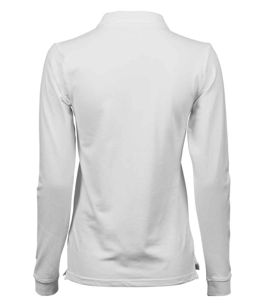 Tee Jays Ladies Luxury Stretch Long Sleeve Polo Shirt | White - Eg Clothing UK