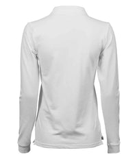 Tee Jays Ladies Luxury Stretch Long Sleeve Polo Shirt | White - Eg Clothing UK