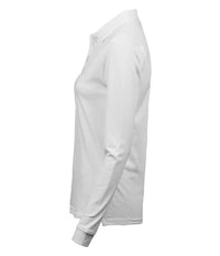 Tee Jays Ladies Luxury Stretch Long Sleeve Polo Shirt | White - Eg Clothing UK