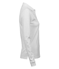 Tee Jays Ladies Luxury Stretch Long Sleeve Polo Shirt | White - Eg Clothing UK
