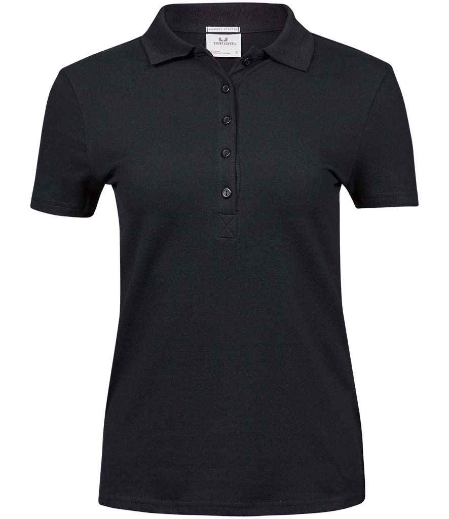 Tee Jays Ladies Luxury Stretch Polo Shirt | Black - Eg Clothing UK