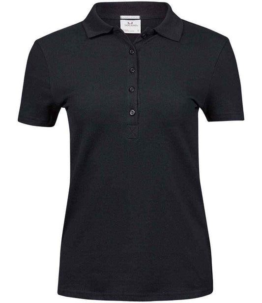 Tee Jays Ladies Luxury Stretch Polo Shirt | Black - Eg Clothing UK