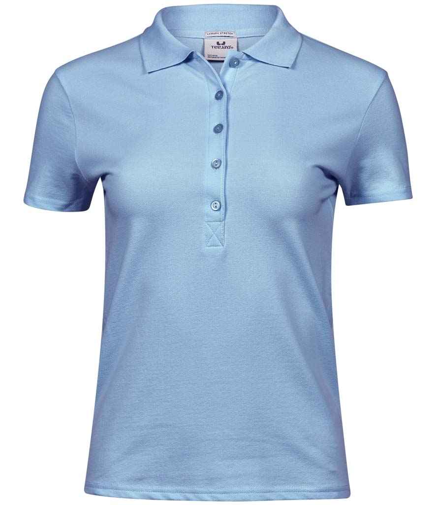 Tee Jays Ladies Luxury Stretch Polo Shirt | Light Blue - Eg Clothing UK