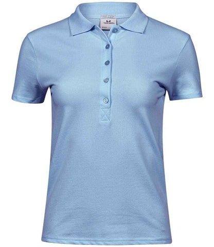 Tee Jays Ladies Luxury Stretch Polo Shirt | Light Blue - Eg Clothing UK