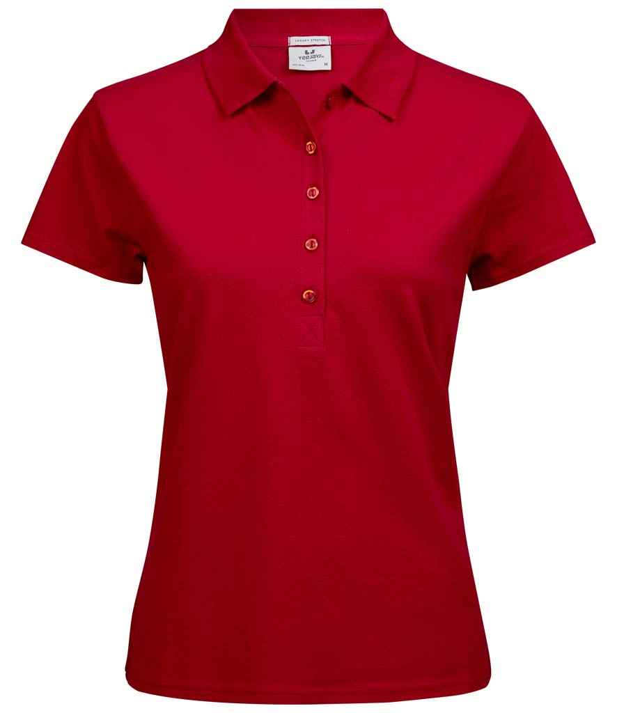 Tee Jays Ladies Luxury Stretch Polo Shirt | Red - Eg Clothing UK