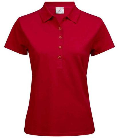 Tee Jays Ladies Luxury Stretch Polo Shirt | Red - Eg Clothing UK