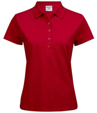 Tee Jays Ladies Luxury Stretch Polo Shirt | Red - Eg Clothing UK