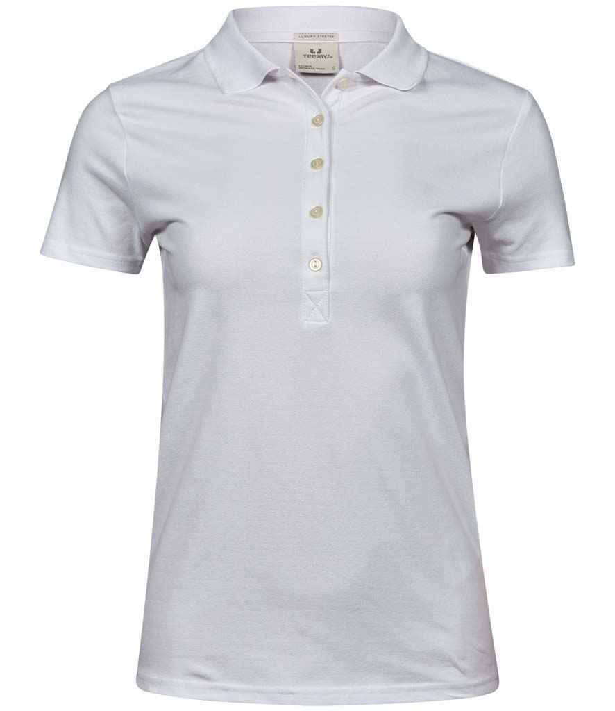 Tee Jays Ladies Luxury Stretch Polo Shirt | White - Eg Clothing UK