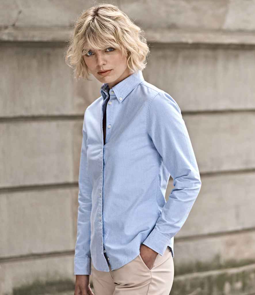 Tee Jays Ladies Perfect Long Sleeve Oxford Shirt | Light Blue - Eg Clothing UK