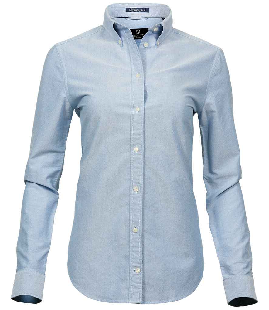Tee Jays Ladies Perfect Long Sleeve Oxford Shirt | Light Blue - Eg Clothing UK
