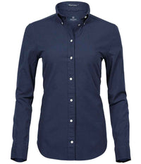Tee Jays Ladies Perfect Long Sleeve Oxford Shirt | Navy - Eg Clothing UK