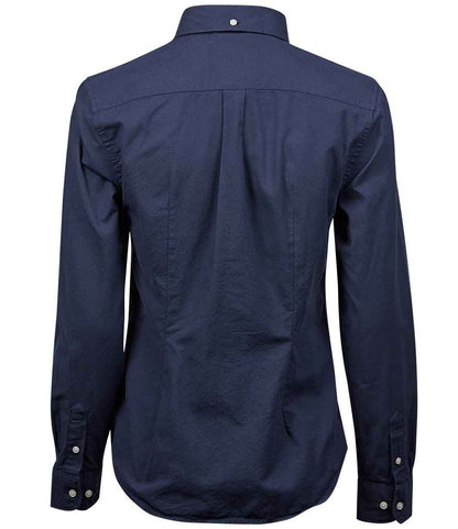 Tee Jays Ladies Perfect Long Sleeve Oxford Shirt | Navy - Eg Clothing UK