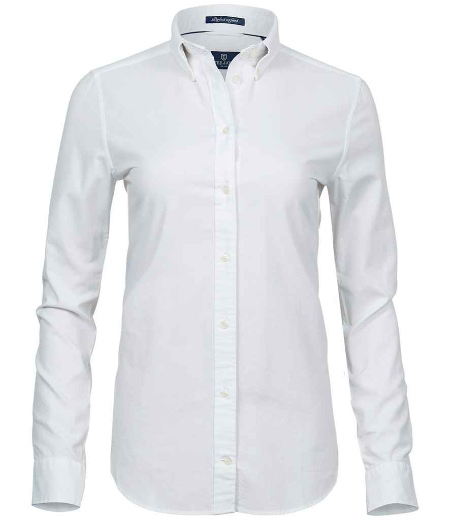 Tee Jays Ladies Perfect Long Sleeve Oxford Shirt | White - Eg Clothing UK
