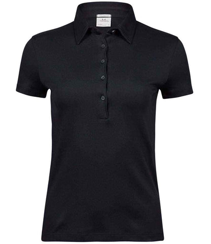 Tee Jays Ladies Pima Cotton Interlock Polo Shirt | Black - Eg Clothing UK