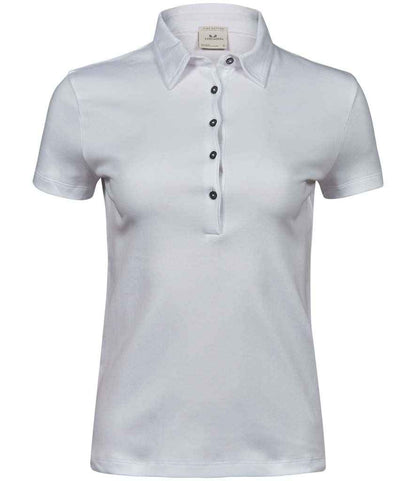 Tee Jays Ladies Pima Cotton Interlock Polo Shirt | White - Eg Clothing UK