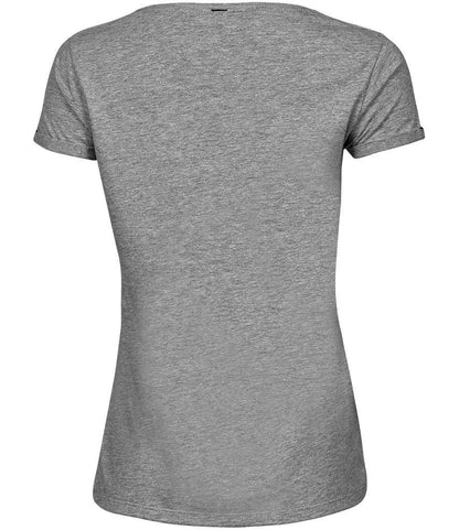 Tee Jays Ladies Roll - Up T - Shirt | Heather Grey - Eg Clothing UK