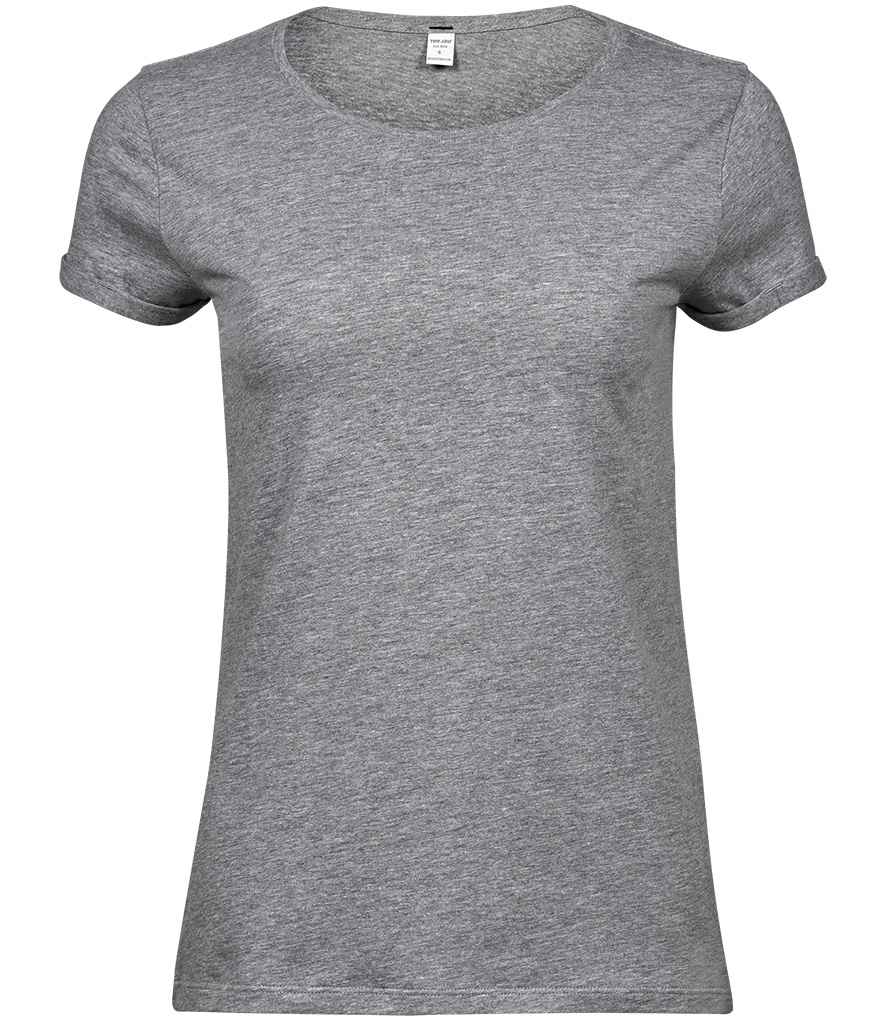 Tee Jays Ladies Roll - Up T - Shirt | Heather Grey - Eg Clothing UK