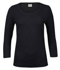 Tee Jays Ladies Stretch 3/4 Sleeve T - Shirt | Black - Eg Clothing UK
