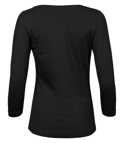Tee Jays Ladies Stretch 3/4 Sleeve T - Shirt | Black - Eg Clothing UK