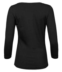 Tee Jays Ladies Stretch 3/4 Sleeve T - Shirt | Black - Eg Clothing UK