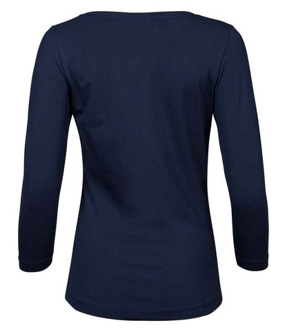 Tee Jays Ladies Stretch 3/4 Sleeve T - Shirt | Navy - Eg Clothing UK