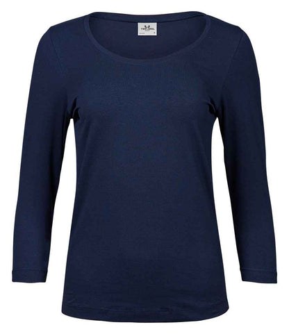 Tee Jays Ladies Stretch 3/4 Sleeve T - Shirt | Navy - Eg Clothing UK