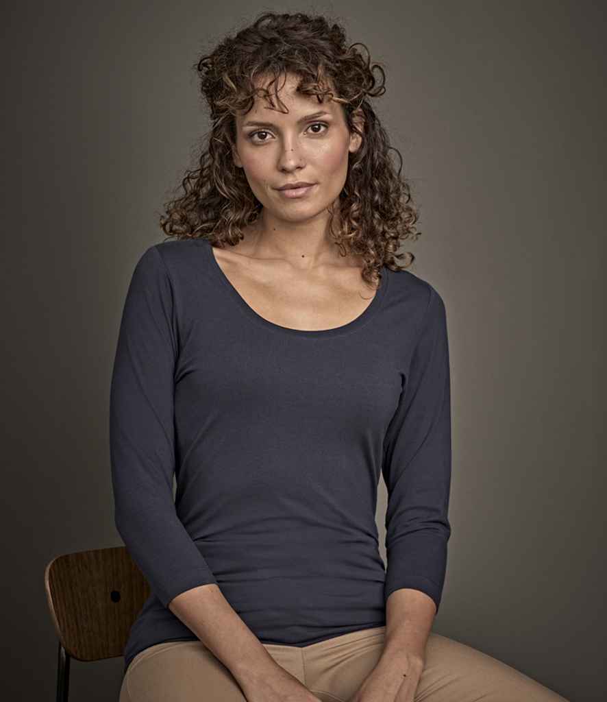 Tee Jays Ladies Stretch 3/4 Sleeve T - Shirt | Navy - Eg Clothing UK