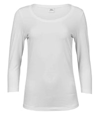 Tee Jays Ladies Stretch 3/4 Sleeve T - Shirt | White - Eg Clothing UK