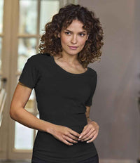 Tee Jays Ladies Stretch T - Shirt | Black - Eg Clothing UK