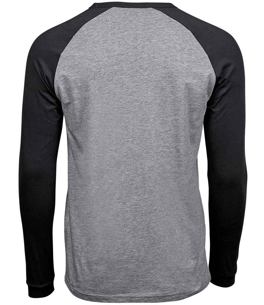 Tee Jays Long Sleeve Baseball T - Shirt | Heather Grey/Black - Eg Clothing UK