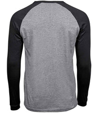 Tee Jays Long Sleeve Baseball T - Shirt | Heather Grey/Black - Eg Clothing UK