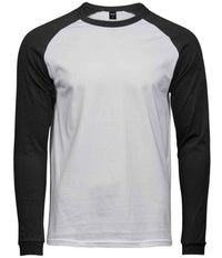 Tee Jays Long Sleeve Baseball T - Shirt | White/Black - Eg Clothing UK