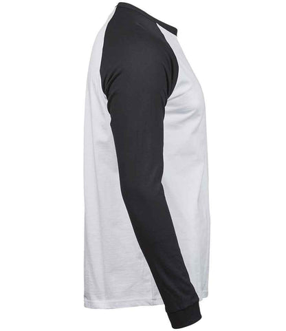 Tee Jays Long Sleeve Baseball T - Shirt | White/Black - Eg Clothing UK
