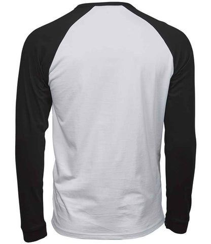 Tee Jays Long Sleeve Baseball T - Shirt | White/Black - Eg Clothing UK