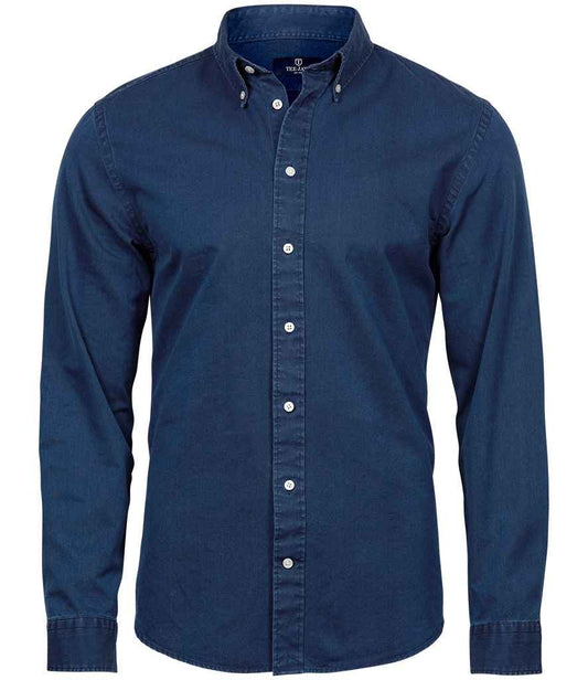 Tee Jays Long Sleeve Casual Twill Shirt | Indigo - Eg Clothing UK