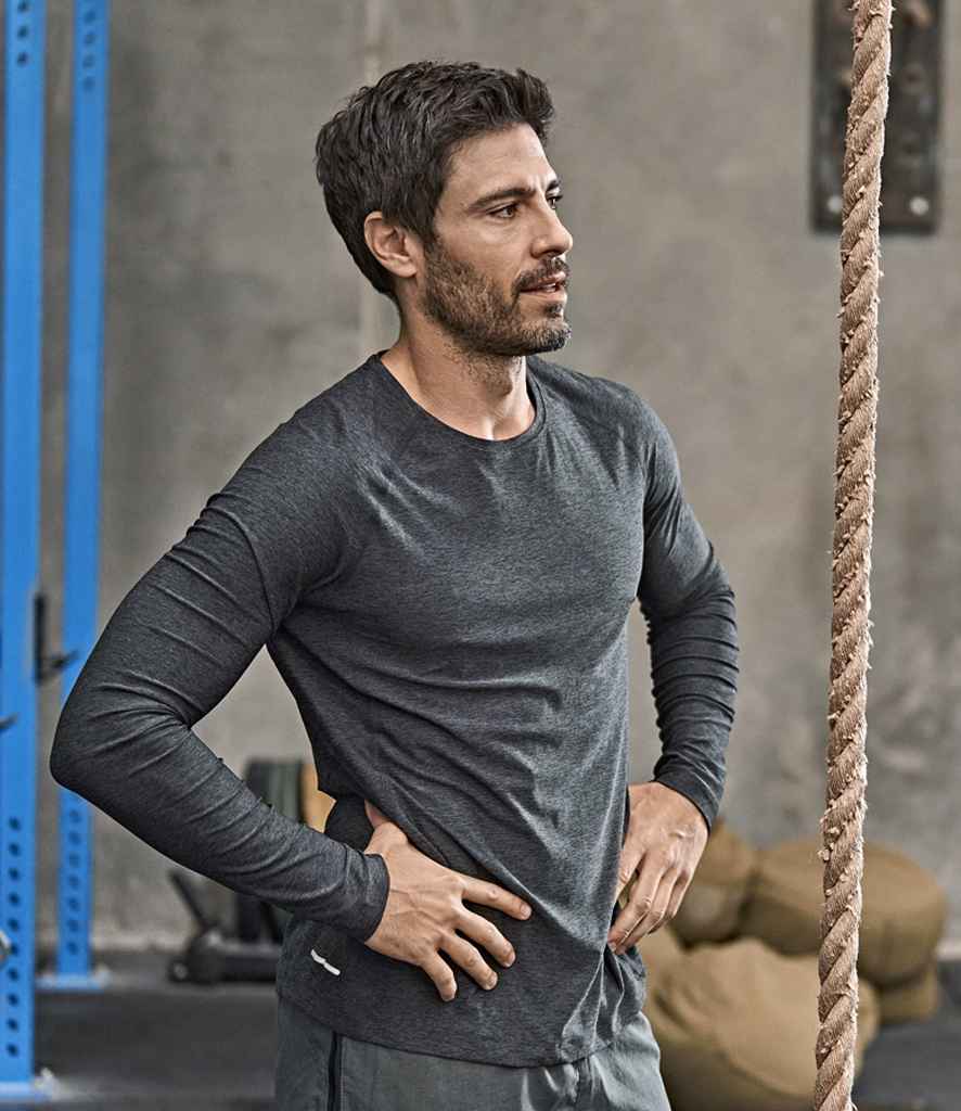 Tee Jays Long Sleeve CoolDry™ T - Shirt | Black Melange - Eg Clothing UK