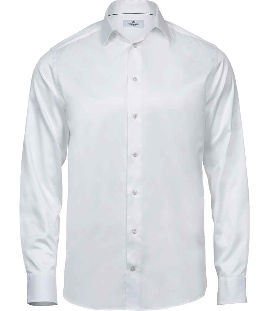 Tee Jays Luxury Comfort Fit Long Sleeve Oxford Shirt | White - Eg Clothing UK